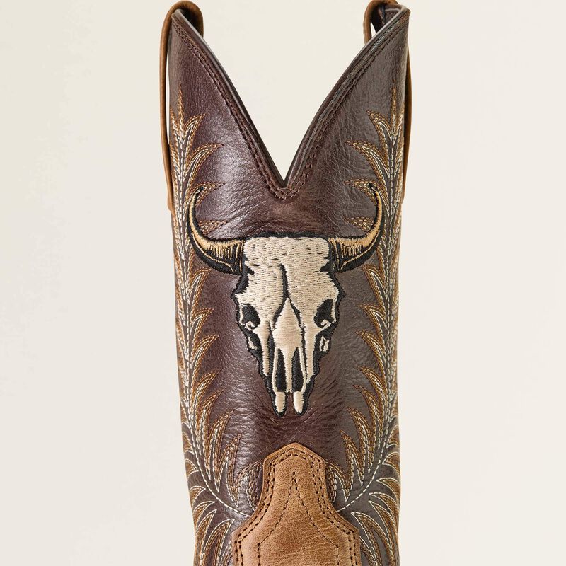Ariat Mens Sport Steer Skull Boots - Sandstorm Bitter Chocolate