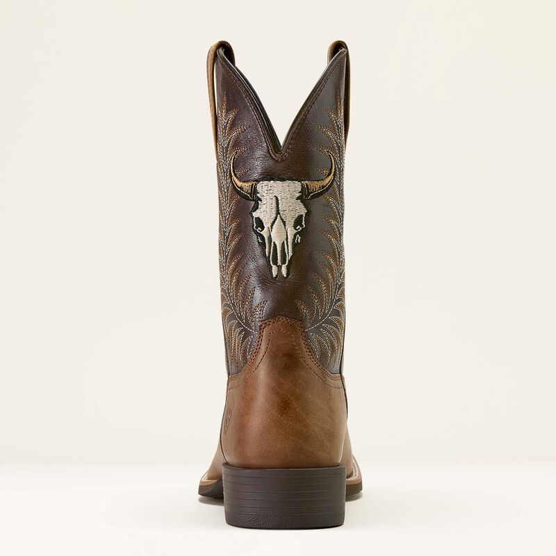 Ariat Mens Sport Steer Skull Boots - Sandstorm Bitter Chocolate