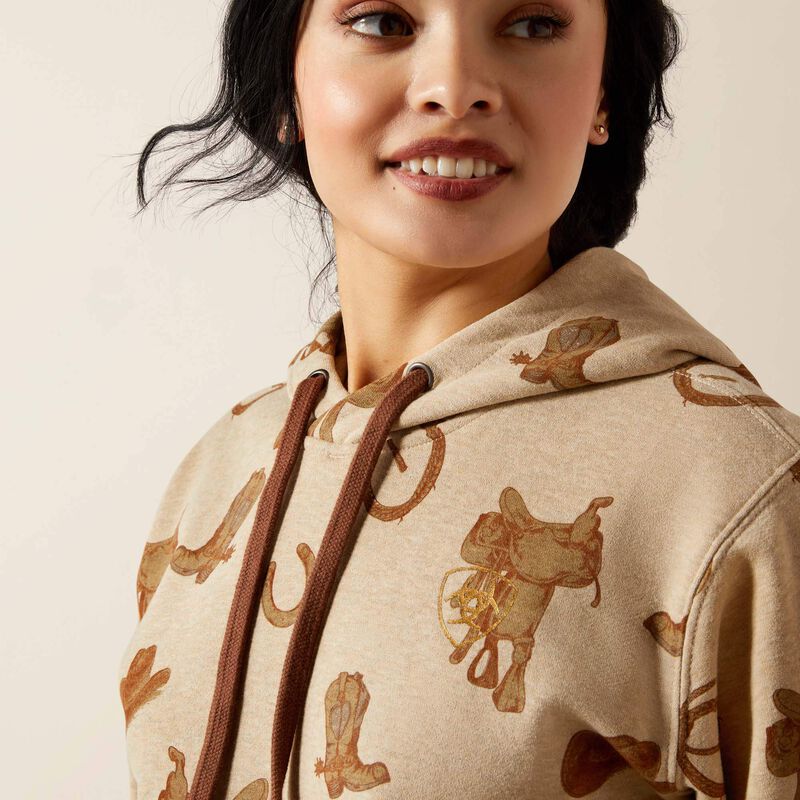 Ariat Womens Logo 2.0 Printed HOODIE - Savannah Tan Heather