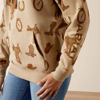 Ariat Womens Logo 2.0 Printed HOODIE - Savannah Tan Heather