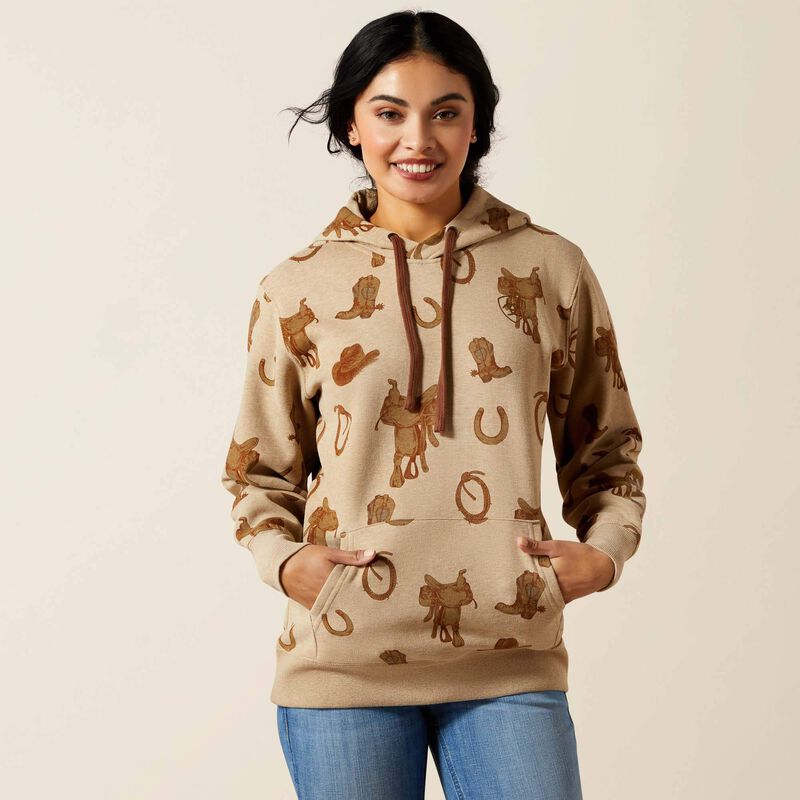 Ariat Womens Logo 2.0 Printed HOODIE - Savannah Tan Heather