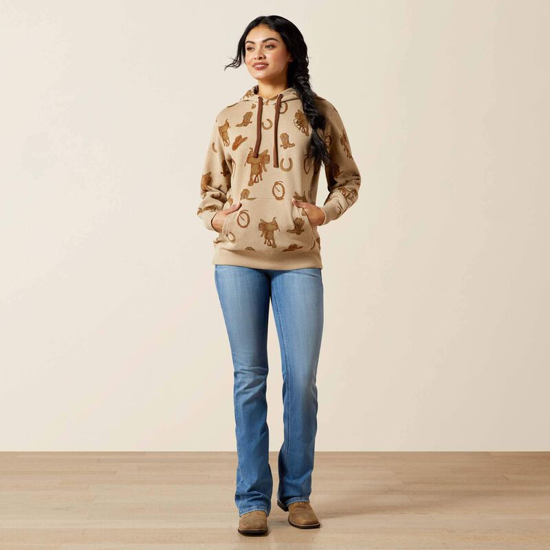 Ariat Womens Logo 2.0 Printed HOODIE - Savannah Tan Heather