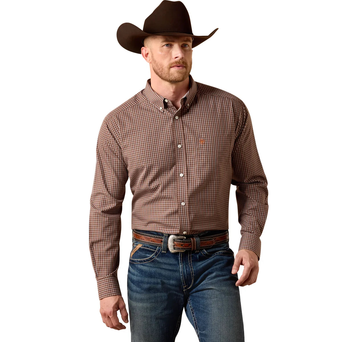 Ariat Mens Wrinkle Free COEN Classit Fit Long Sleeve Shirt - Chestnut Plaid