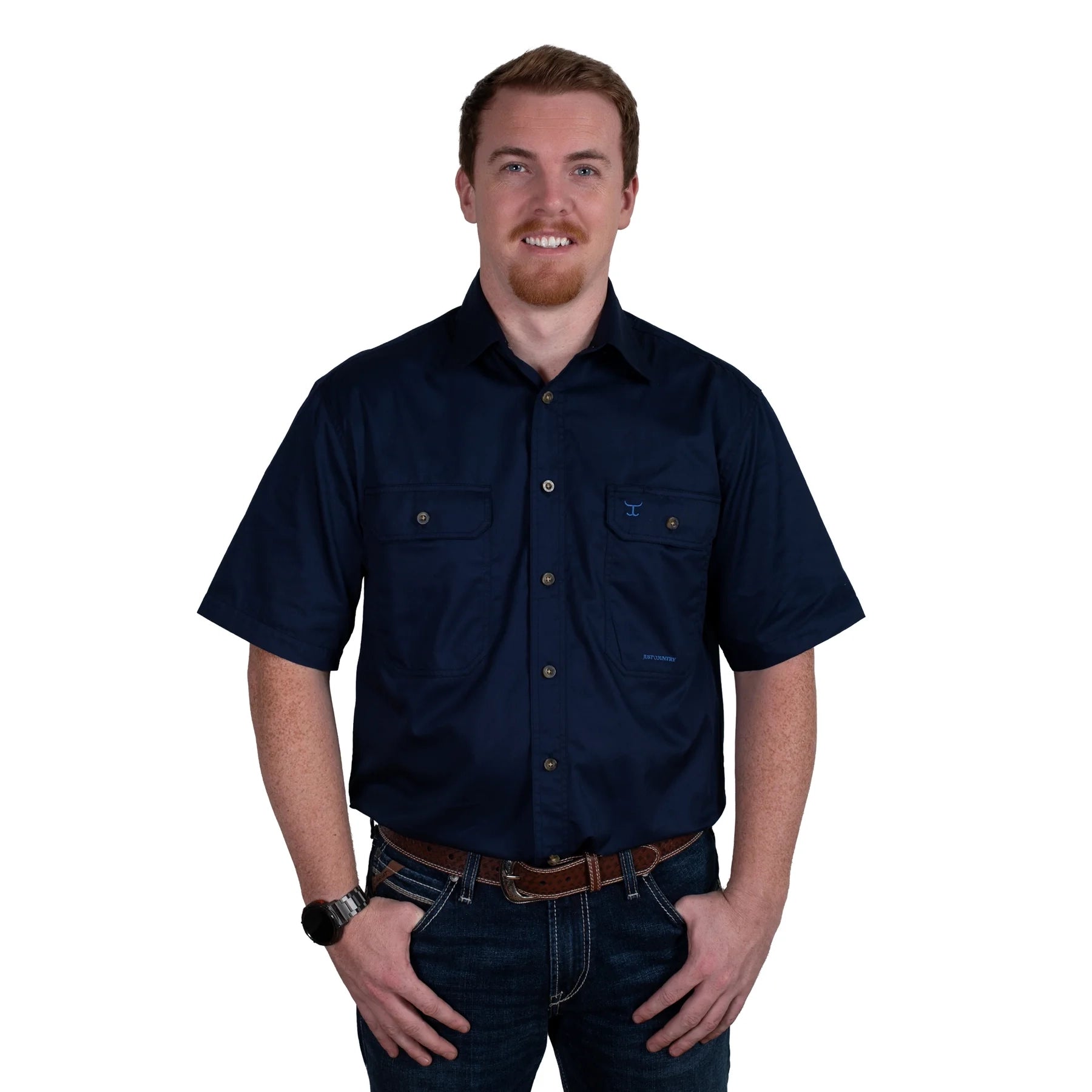 JCA Mens EDDIE Short Sleeve Work Shirt Full Button