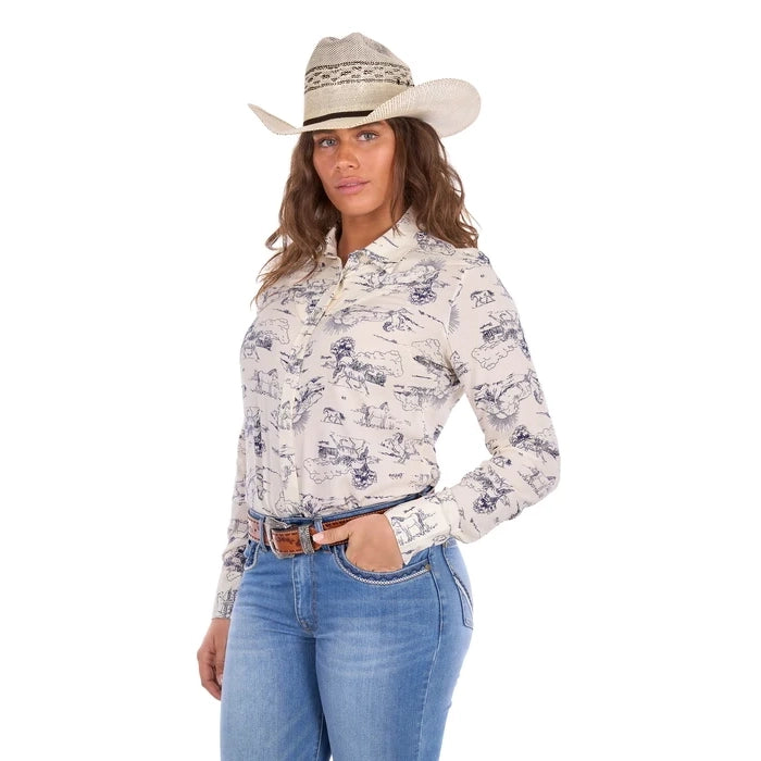 Wrangler Womens IVORY Long Sleeve Shirt - Cream