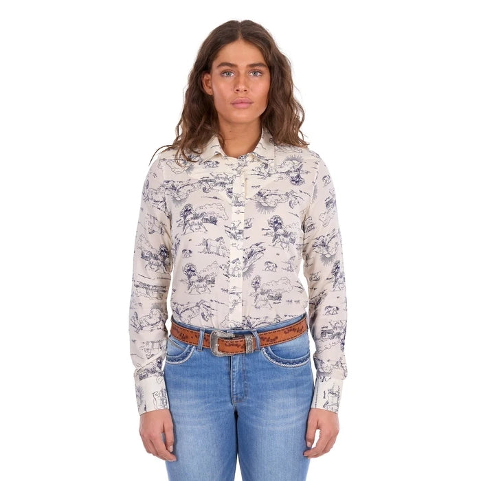 Wrangler Womens IVORY Long Sleeve Shirt - Cream
