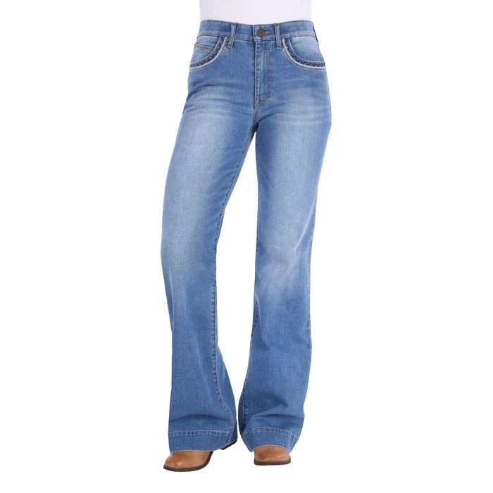 Wrangler Womens MARGO TROUSER - 34 inch Leg Willow in Kora Blue