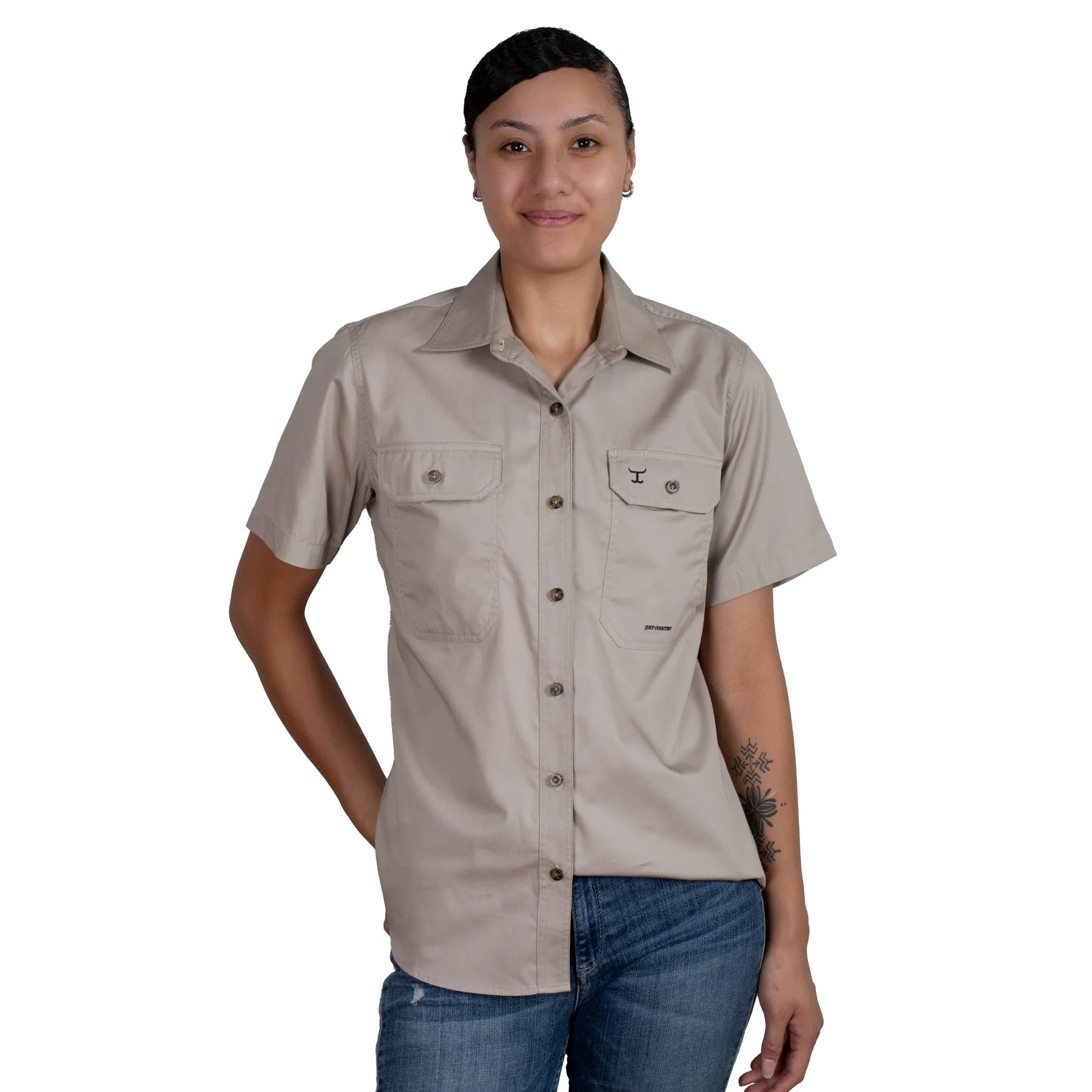 JCA Womens MAGGIE SHORT SLEEVE Work Shirt FULL Button