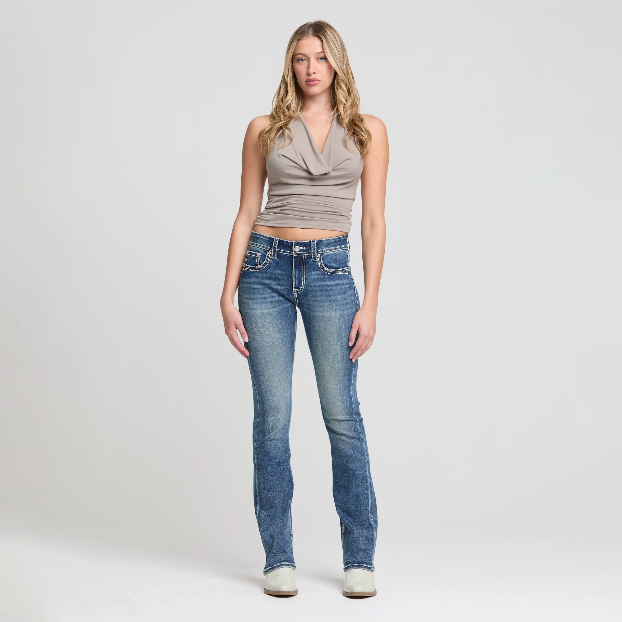 Grace in LA Dreamcatcher Embroidery Bootcut Jeans, 34" LEG - EB52051