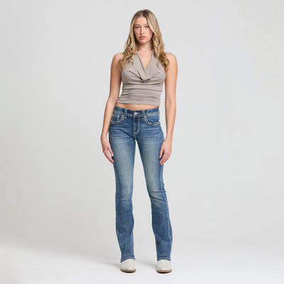Grace in LA Dreamcatcher Embroidery Bootcut Jeans, 34" LEG - EB52051