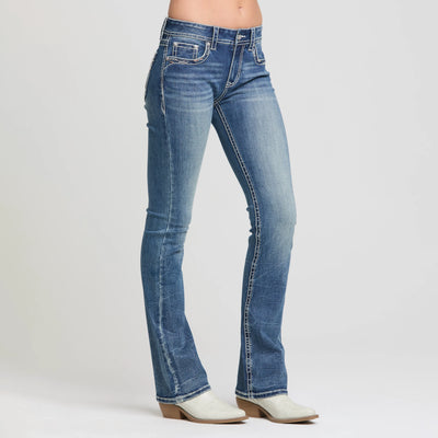 Grace in LA Dreamcatcher Embroidery Bootcut Jeans, 34" LEG - EB52051