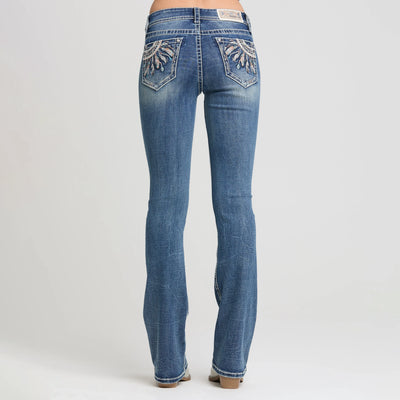 Grace in LA Dreamcatcher Embroidery Bootcut Jeans, 34" LEG - EB52051