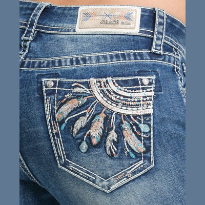 Grace in LA Dreamcatcher Embroidery Bootcut Jeans, 34" LEG - EB52051