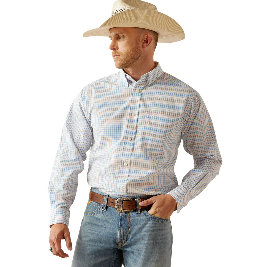 ARIAT MENS WRINKLE FREE ALAN CLASSIC FIT LONG SLEEVE SHIRT - BLUE