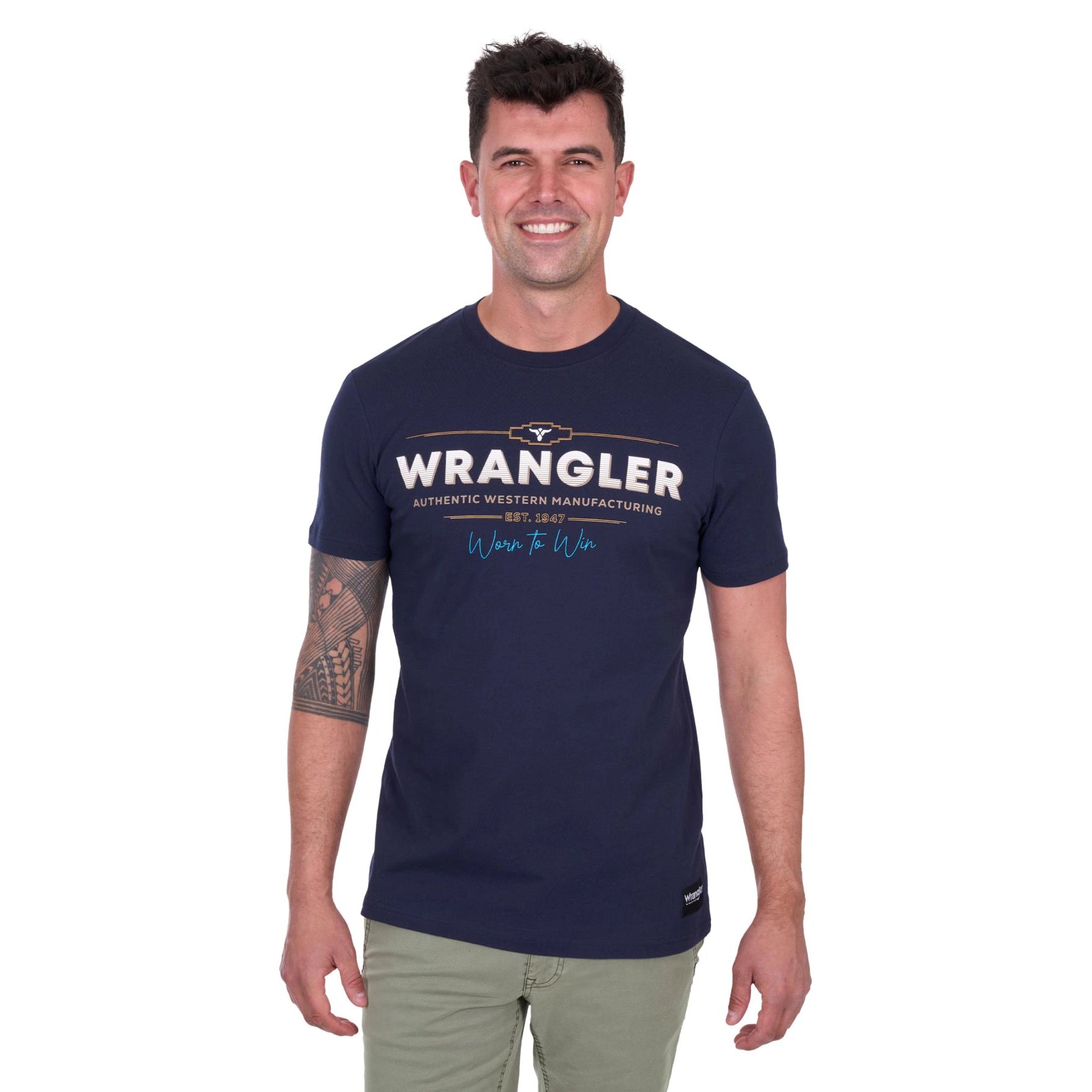 Wrangler Mens ALBERT Short Sleeve Tee Shirt - Navy