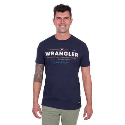 Wrangler Mens ALBERT Short Sleeve Tee Shirt - Navy