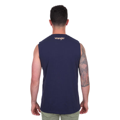 Wrangler Mens MARIO Muscle Tank Shirt - Navy