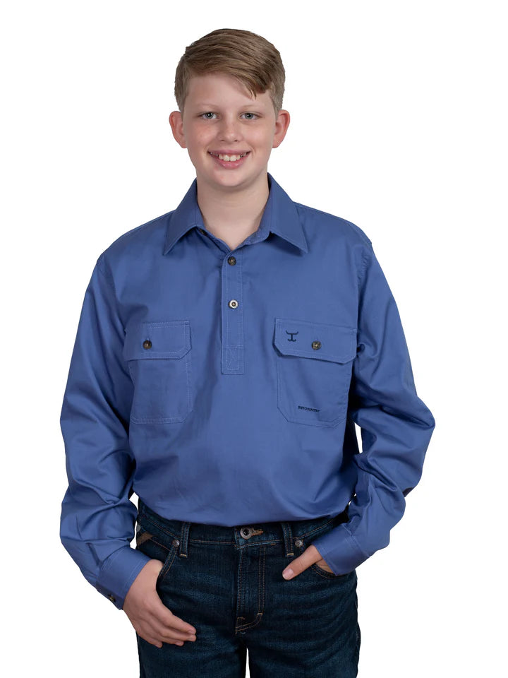 JCA Boys Lachlan Work Shirt 1/2 Button