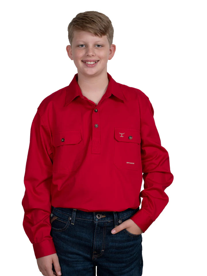 JCA Boys Lachlan Work Shirt 1/2 Button