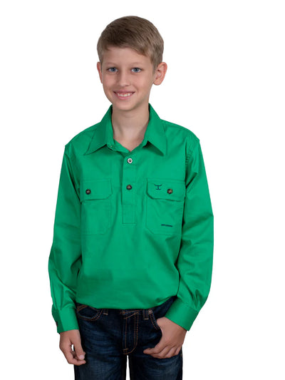 JCA Boys Lachlan Work Shirt 1/2 Button