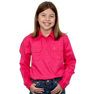 JCA Girls Kenzie Work Shirt 1/2 Button