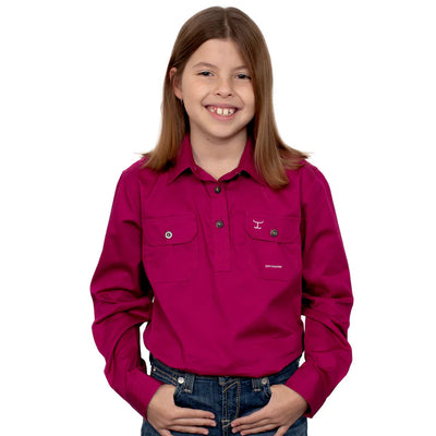 JCA Girls Kenzie Work Shirt 1/2 Button