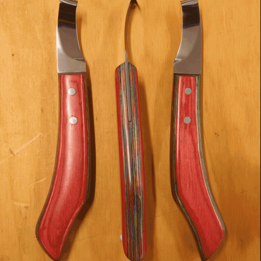 Premium Hoof Knife Open Side with timber handle – Left