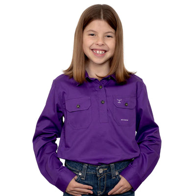 JCA Girls Kenzie Work Shirt 1/2 Button