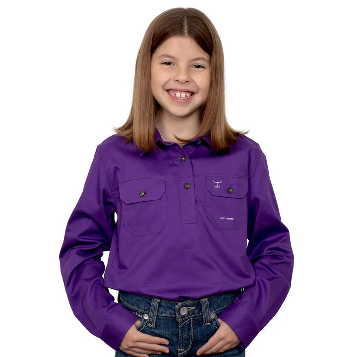 JCA Girls Kenzie Work Shirt 1/2 Button
