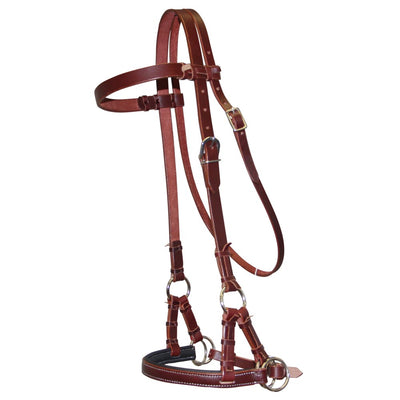 Fort Worth Padded Leather Nose Side Pull Headstall - Latigo Leather