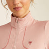 Ariat Womens Gridwork 1/4 Zip Baselayer Top - Misty Rose Heather