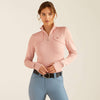 Ariat Womens Gridwork 1/4 Zip Baselayer Top - Misty Rose Heather
