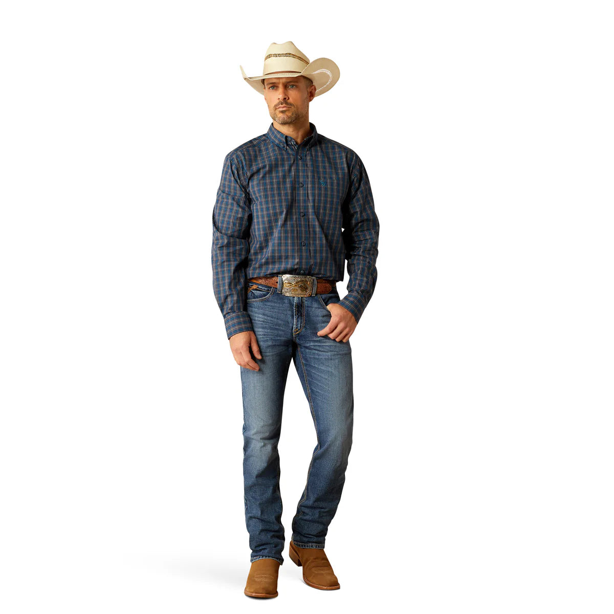 ARIAT MENS PRO SERIES JOAQUIN CLASSIC FIT LONG SLEEVE SHIRT - NAVY