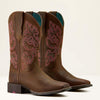 Ariat Womens Round Up Wide Square Toe Boots, Stretchfit - Sassy Brown