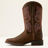 Ariat Womens Round Up Wide Square Toe Boots, Stretchfit - Sassy Brown