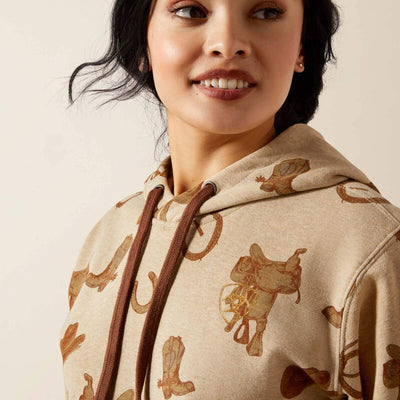Ariat Womens Logo 2.0 Printed HOODIE - Savannah Tan Heather