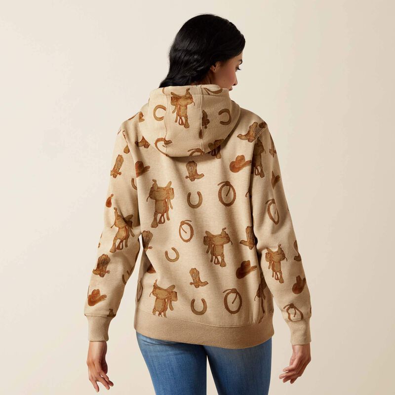 Ariat Womens Logo 2.0 Printed HOODIE - Savannah Tan Heather