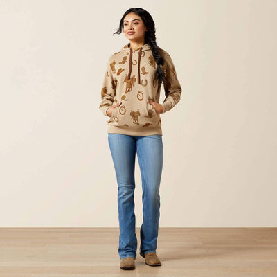 Ariat Womens Logo 2.0 Printed HOODIE - Savannah Tan Heather