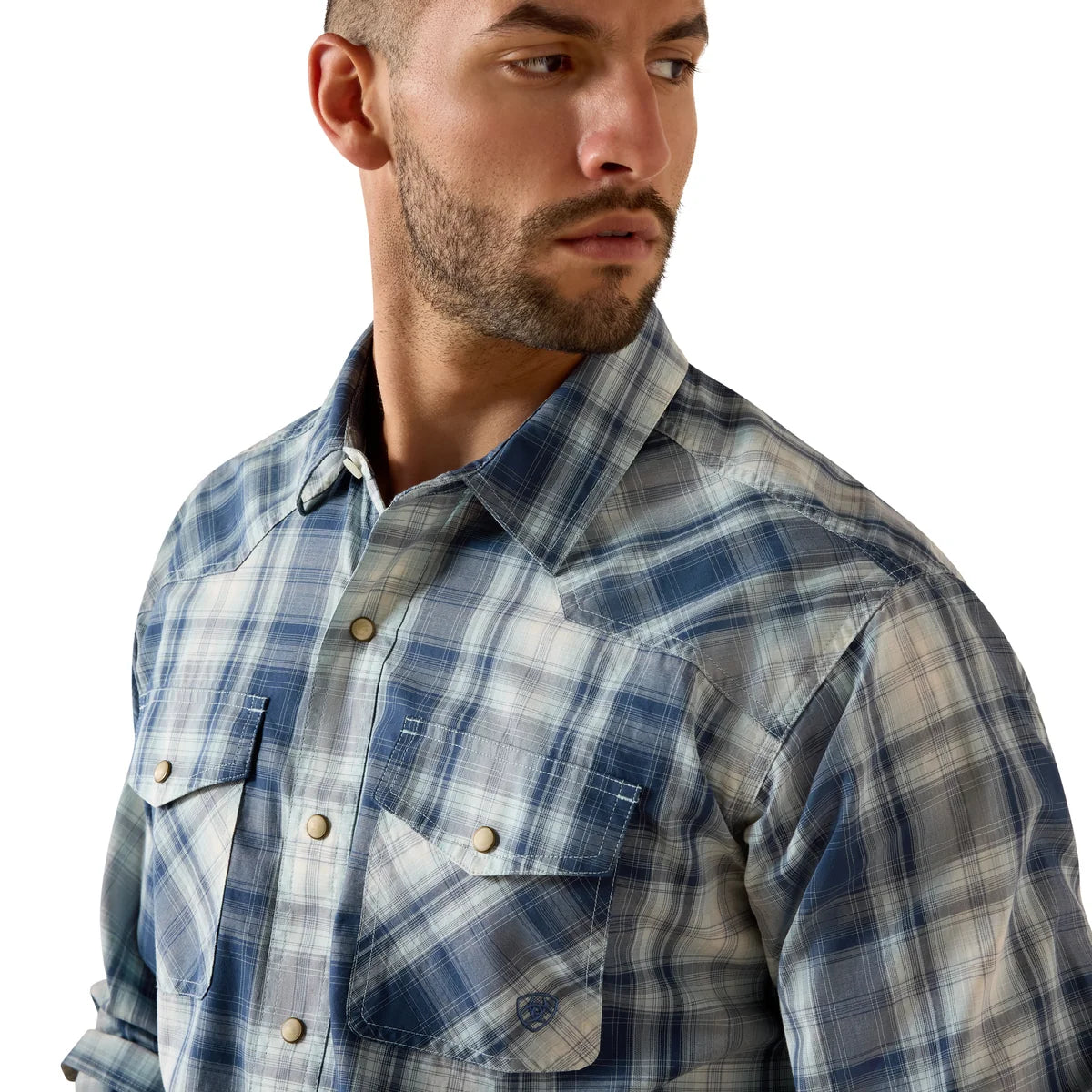Ariat Mens Retro HEATHCLIFF Fitted Snap Long Sleeve Shirt - Key Largo Plaid