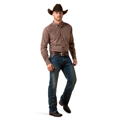 Ariat Mens Wrinkle Free COEN Classit Fit Long Sleeve Shirt - Chestnut Plaid
