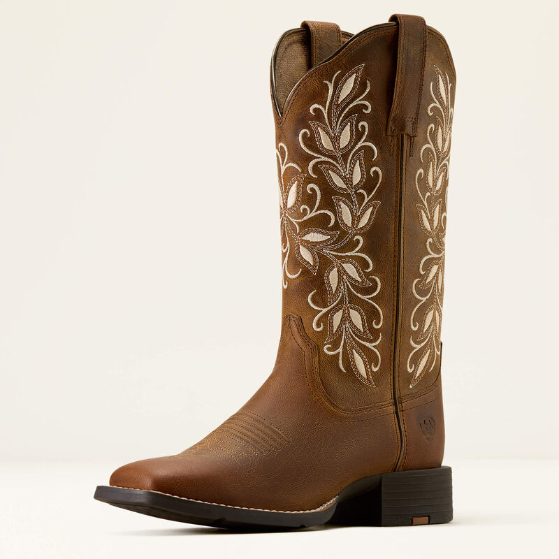 Ariat Womens ROUND UP HOLLY - Wide Square Toe, Colour: Pearl