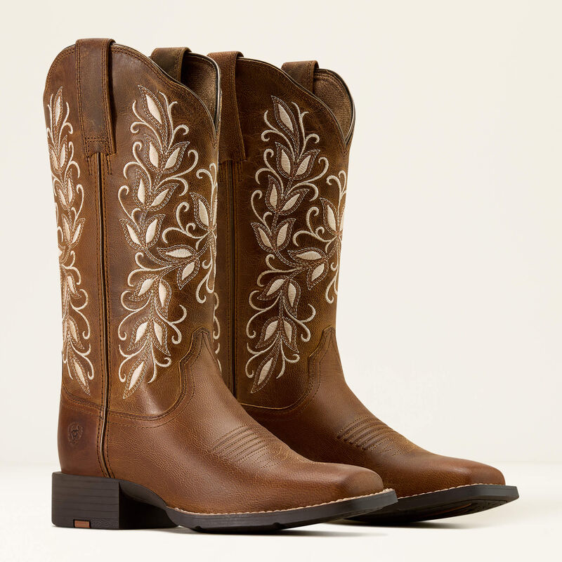 Ariat Womens ROUND UP HOLLY - Wide Square Toe, Colour: Pearl