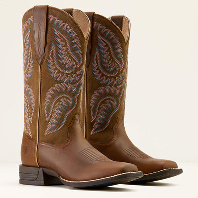 Ariat Womens Cattle Caite Wide Square Toe Boots - Distressed Brown Adobe Clay