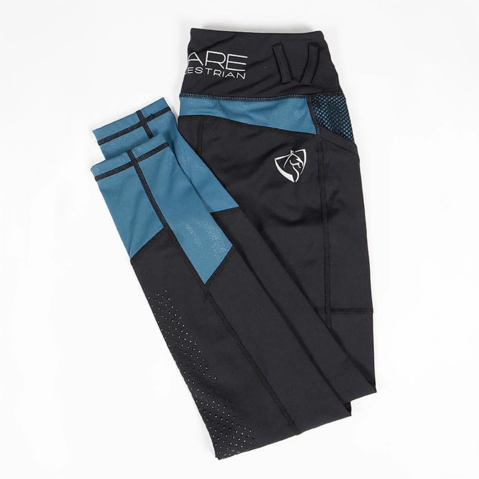 BARE YOUTH Performance Riding Tights with FULL SEAT silicone grip - TEAL GLAMOUR