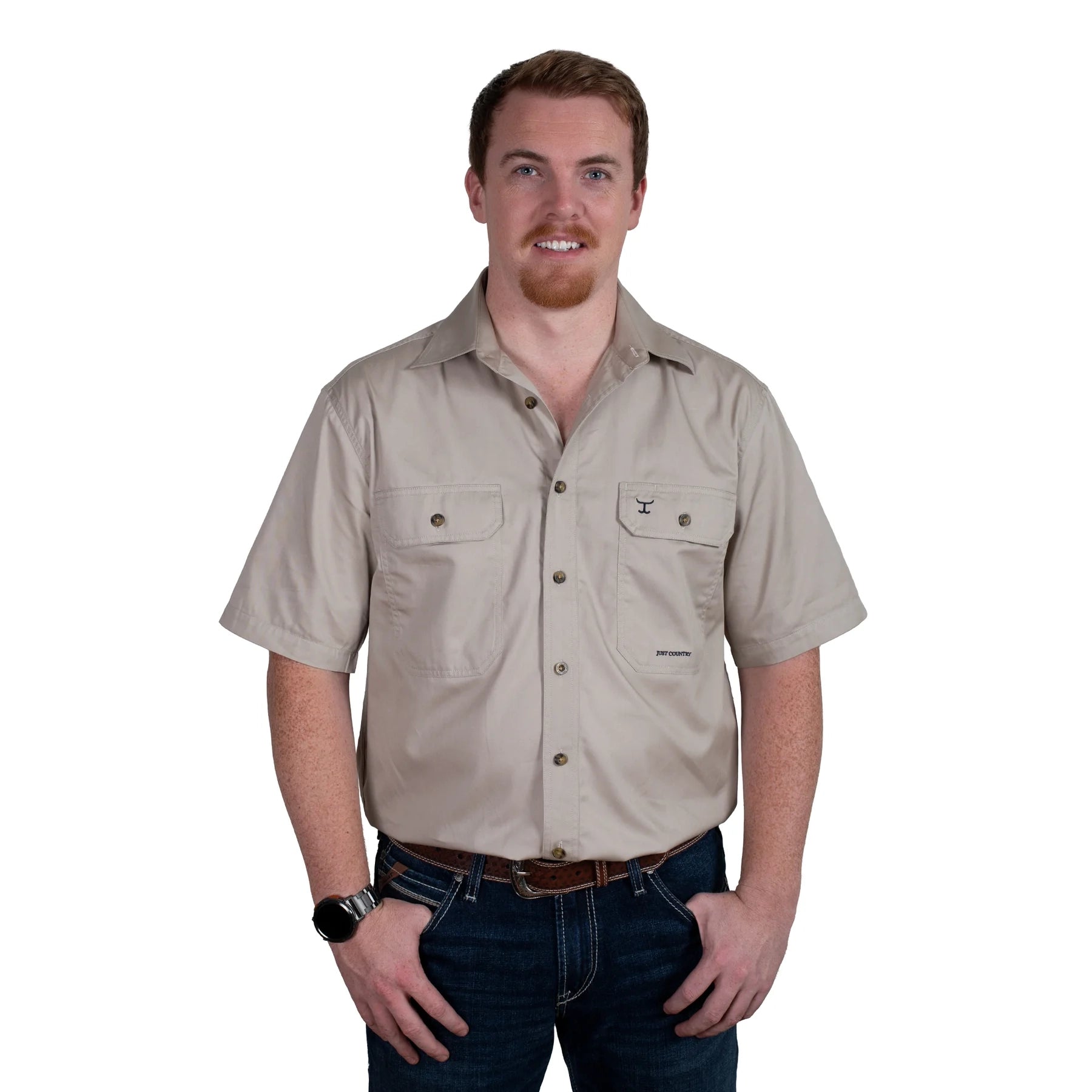 JCA Mens EDDIE Short Sleeve Work Shirt Full Button