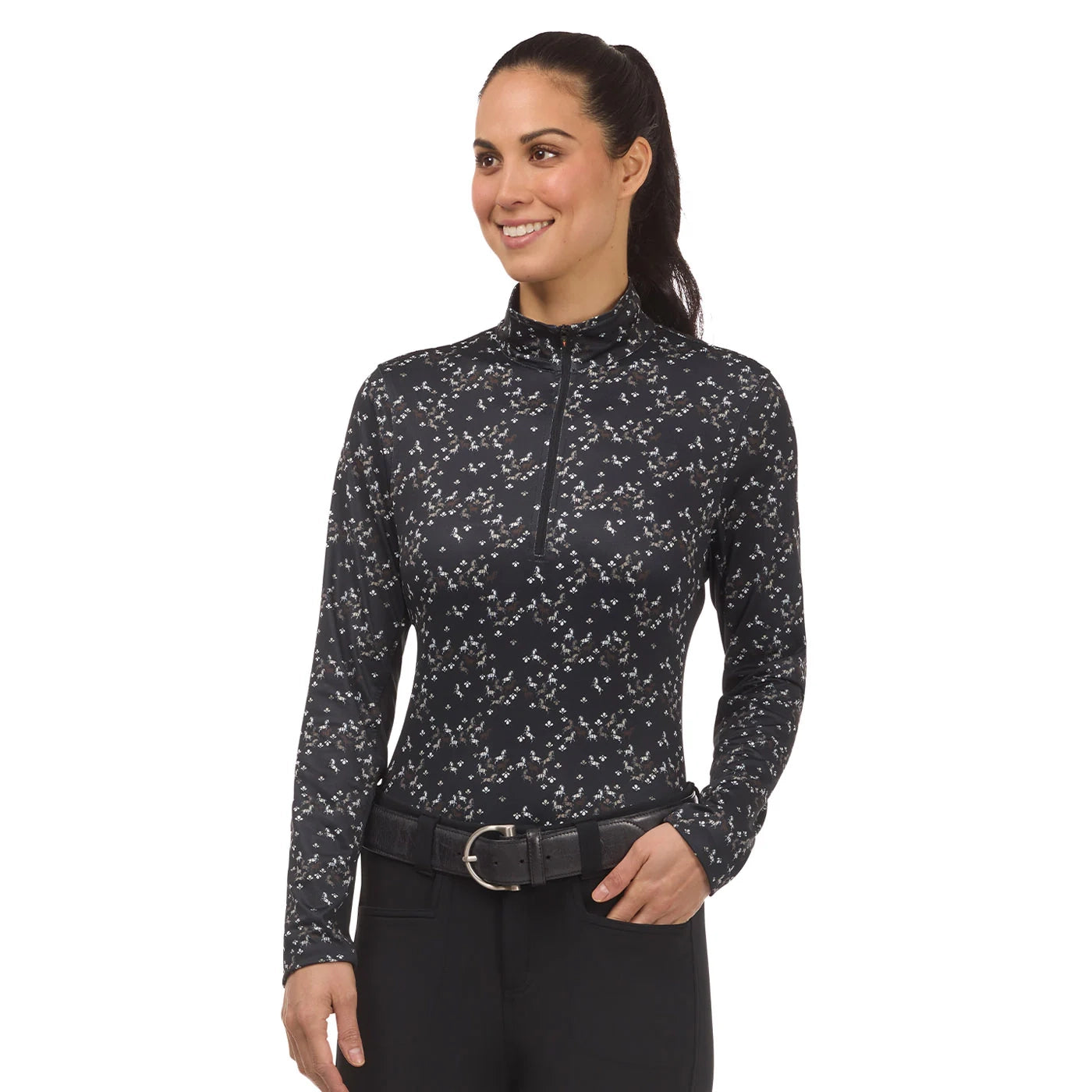 IN THE ZONE COOLCORE Long Sleeve Shirt - Black Happy Herds Print