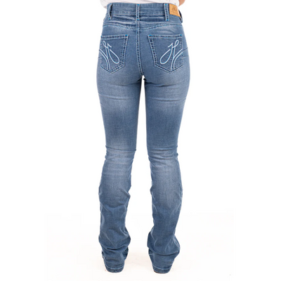 JACKSONVILLE ULTRA HIGH RISE Boot Cut Jeans, 35 inch Leg. BABY BLUE STITCH by Hitchley and Harrow SR2222