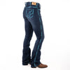 KENTUCKY ULTRA HIGH RISE Boot Cut Jeans, 35 inch Leg. TURQUOISE HEART STITCH by Hitchley and Harrow SR2165