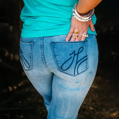 LOUISIANA HIGH RISE TROUSER JEANS, 33 inch Leg. NAVY STITCH by Hitchley and Harrow SR2213