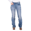 MAINE HIGH RISE COMFORT CUT Boot Cut Jeans, 35 inch Leg. BLACK & WHITE OVERLOCKING STITCH by Hitchley and Harrow SR2151